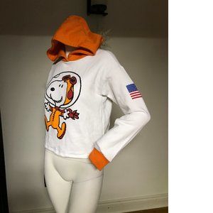 Snoopy Peanuts Hoodie Hooded cropped sweatshirt Orange White NWOT KIDS Girls boy